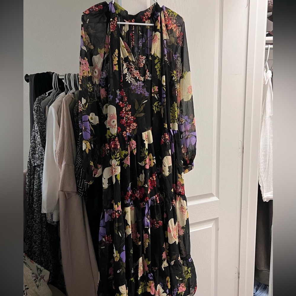 ASOS DESIGN high neck tiered maxi dress in bold floral